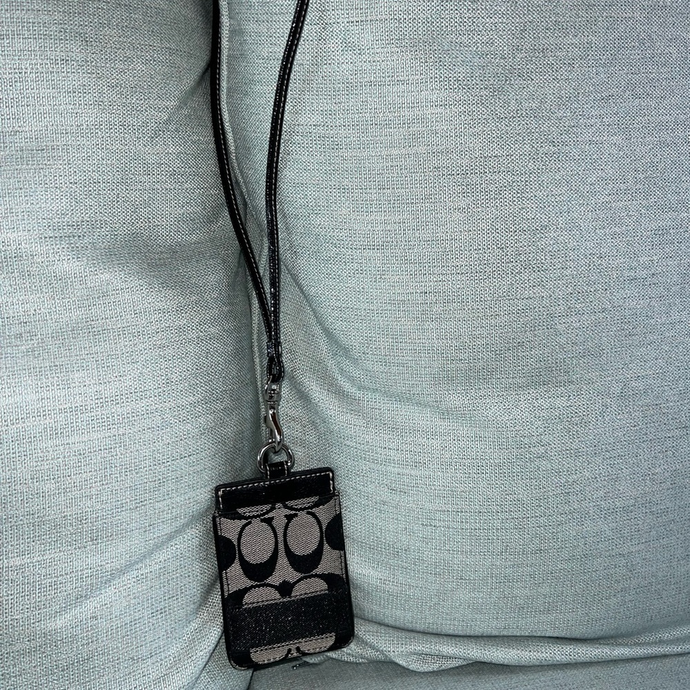 Coach Black and Gray Signature Canvas Lanyard NWOT